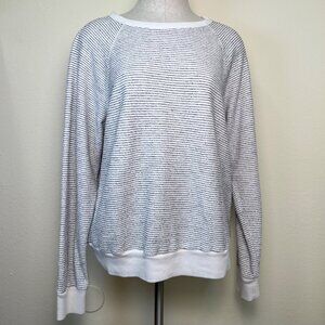 Universal Thread Cream and Grey Striped Long Sleeve Knit Sweatshirt Size Small